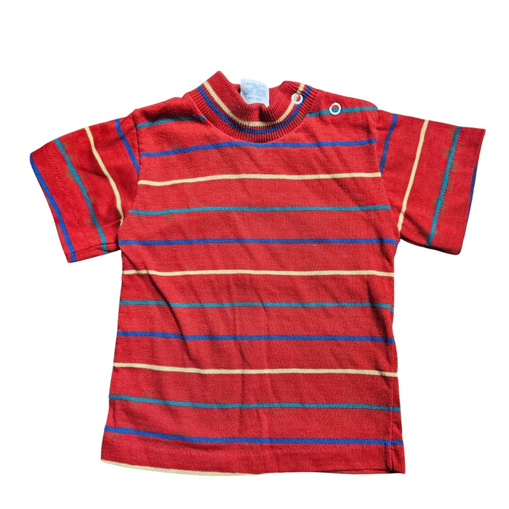 Vintage Knitite Striped Toddler T-Shirt 18 Months Made in USA Retro Kidcore 90s